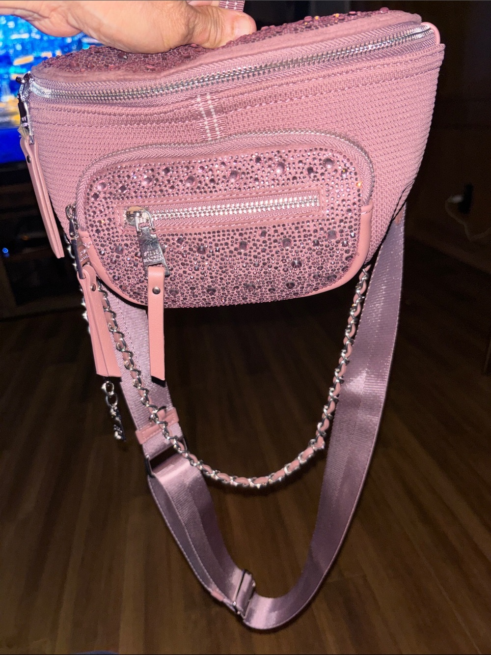 STEVE MADDEN Dusty Pink Rhinestone Crossbody Bag - Women